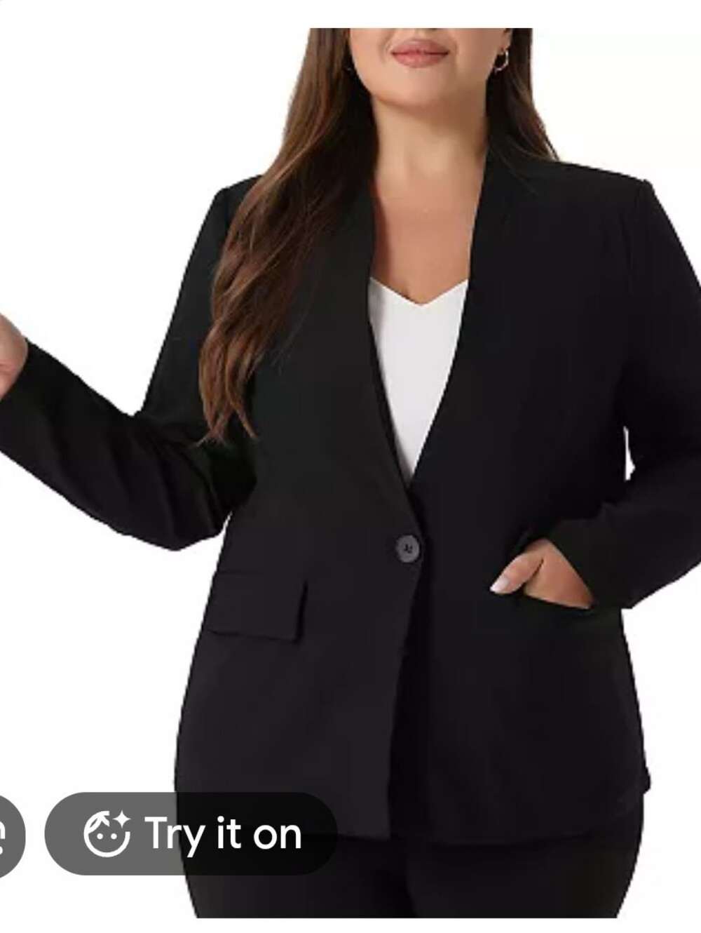 Denim&Co Black Single-Button Notch Lapel Blazer